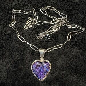 Silver 925 Dichroic Purple Iridescent Glass Heart Pendant
Stainless steel chain
